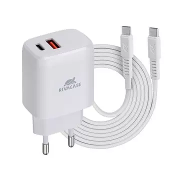 Сетевое зарядное устройство RivaCase PS4192 WD4 20W, USB, USB type-C, Quick Charge, PD, 3A, белый, USB Type-C - USB Type-C