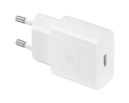 Сетевое зарядное устройство Samsung EP-T1510, 15 Вт, USB Type-C, PD, 2А, белый (EP-T1510XWEGEU), кабель USB Type-C/USB Type-C
