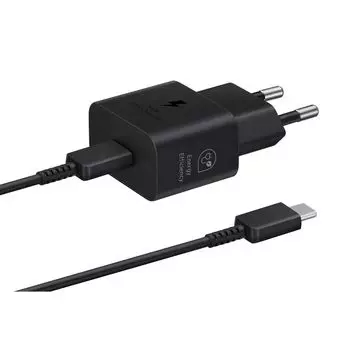 Сетевое зарядное устройство Samsung EP-T2510 25 Вт, EU, USB type-C, Quick Charge, PD, черный (EP-T2510XBEGRU), кабель USB Type C