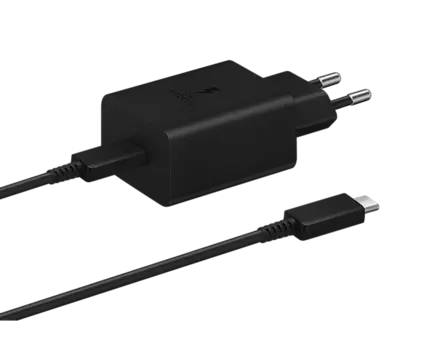 Сетевое зарядное устройство Samsung EP-T4510XBEGRU 45 Вт, EU, USB type-C, Quick Charge, черный (SAM-K-EP-T4510XBEG), кабель type-C/type-C