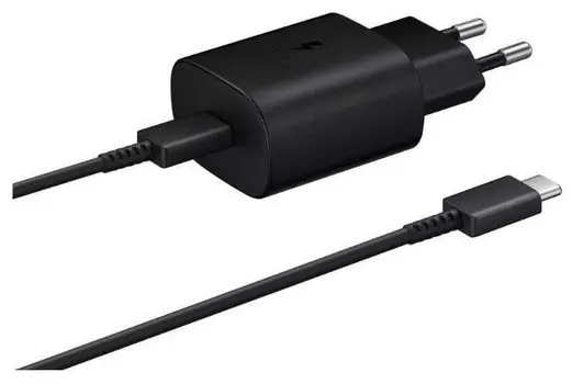 Сетевое зарядное устройство Samsung EP-TA800 25W, USB type-C, Quick Charge, PD, 3A, черный (EP-TA800XBEGRU), кабель USB Type C
