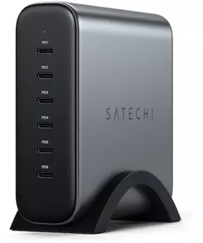 Сетевое зарядное устройство Satechi 200 Вт, 6xUSB Type-C, Quick Charge, PD, серый (ST-C200GM-EU)