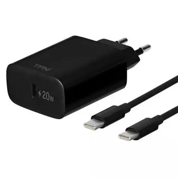 Сетевое зарядное устройство TFN 20 Вт, EU, USB type-C, PD, черный (TFN-WC36), кабель type-C/type-C