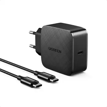 Сетевое зарядное устройство UGREEN CD217 65Вт, USB type-C, Quick Charge, PD, 5A, черный (40156), кабель USB Type C