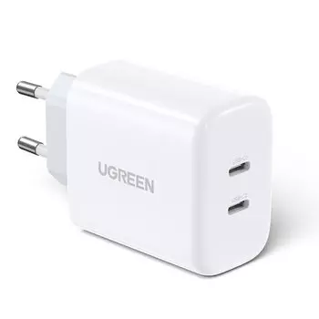 Сетевое зарядное устройство UGREEN CD243 40Вт, 2xUSB type-C, Quick Charge, PD, 3A, белый (10343)