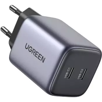 Сетевое зарядное устройство UGREEN CD294 45 Вт, EU, 2xUSB type-C, Quick Charge, PD, серый (90573)