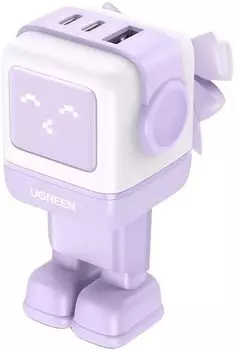 Сетевое зарядное устройство UGREEN CD361 65 Вт, USB, EU, 2xUSB type-C, PD, белый/фиолетовый (35291)