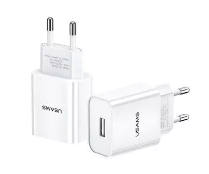 Сетевое зарядное устройство USAMS US-CC075 5Вт, USB, 2.1A, белый (CC075TC01)