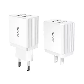 Сетевое зарядное устройство USAMS US-CC090, 2xUSB, 2.1A, белый (CC90TC01)
