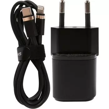 Сетевое зарядное устройство USAMS US-CC124 T36 20Вт, USB type-C, Quick Charge, PD, 2.25A, черный (XFKXLOGTL01), Lightning 8pin