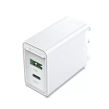 Сетевое зарядное устройство Vention FBBW0 20W, USB, USB type-C, Quick Charge, PD, 3A, белый (FBBW0-EU)