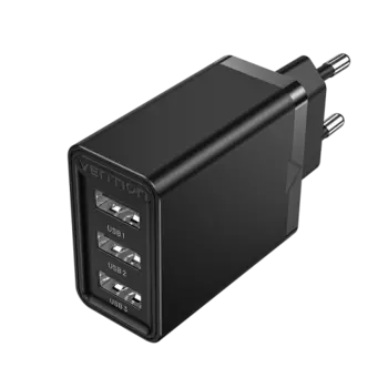 Сетевое зарядное устройство Vention FEAB0 17W, 3xUSB, 2.4A, черный (FEAB0-EU)