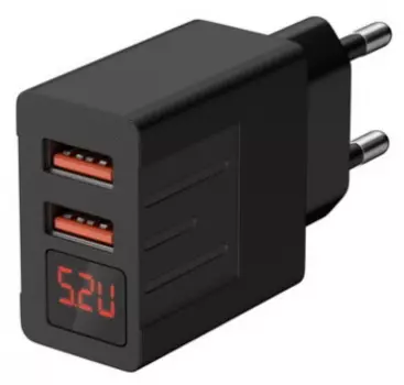 Сетевое зарядное устройство WIIIX, 2xUSB, 2.1A, черный (UNNK-4-2-02)