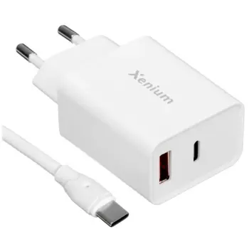 Сетевое зарядное устройство Xenium X332 33 Вт, USB, EU, USB type-C, Quick Charge, PD, белый (CCX332CW/00), кабель USB Type C