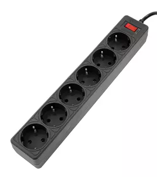 Сетевой фильтр 5bites GARDA SP6B-518, 6-розеток, 1.8 м, черный