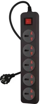 Сетевой фильтр BURO 500UNH-3-BG, 5-розеток, 3 м, черный/серый (500UNH-3-BG)