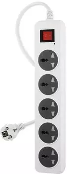 Сетевой фильтр BURO 500UNH-5-WG, 5-розеток, 5 м, белый/серый (500UNH-5-WG)
