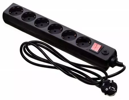 Сетевой фильтр BURO, 6-розеток, 1.8 м, черный (600SH-16-1.8-B)