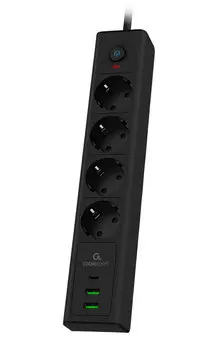 Сетевой фильтр Cablexpert Exnovo, 4-розетки, 2xUSB, 1xUSB Type-C, 2 м, черный (EXN-4-CU2-B-2)