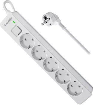 Сетевой фильтр Defender DFS135, 5-розеток, 5 м, белый (99432)