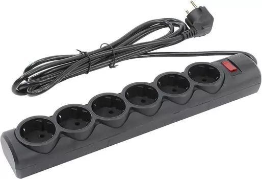 Сетевой фильтр Defender DFS-153, 6-розеток, 3 м, черный (99495)