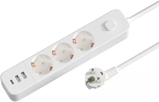 Сетевой фильтр Гарнизон, 3-розетки, 2xUSB, 1xUSB Type-C, 2 м, белый (EPS-3-CU2-W-2)