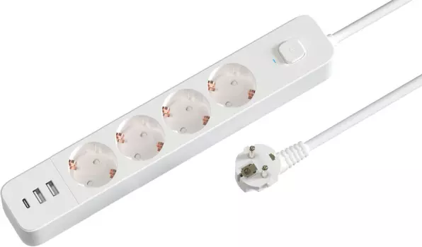 Сетевой фильтр Гарнизон, 4-розетки, 2xUSB, 1xUSB Type-C, 4 м, белый (EPS-OP-4-CU2-W-2)