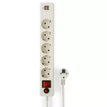Сетевой фильтр Гарнизон, 5-розеток, 2xUSB, 1.8 м, белый (ECL-5-U2-W-1.8)