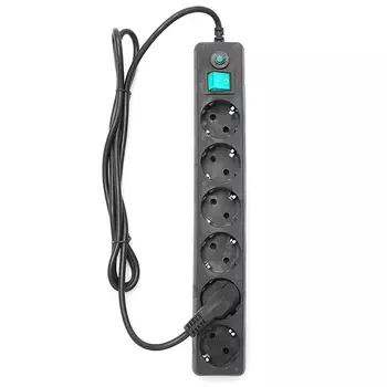 Сетевой фильтр Гарнизон ЕНВ-6, 6-розеток, 1.8 м, черный (05882)