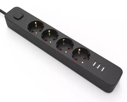 Сетевой фильтр Гарнизон EPS-4-U3-B-2, 4-розетки, 3xUSB, 2 м, черный (EPS-4-U3-B-2)