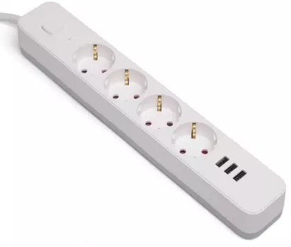 Сетевой фильтр Гарнизон EPS-4-U3-W-4, 4-розетки, 3xUSB, 4 м, белый (EPS-4-U3-W-4)