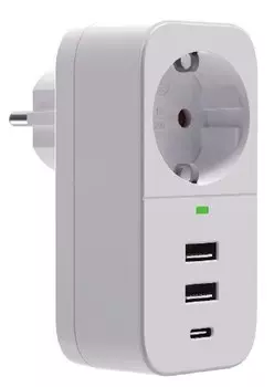 Сетевой фильтр Гарнизон SKT-1-CU2-W, 1-розетка, 2xUSB, 1xUSB Type-C, белый (SKT-1-CU2-W)
