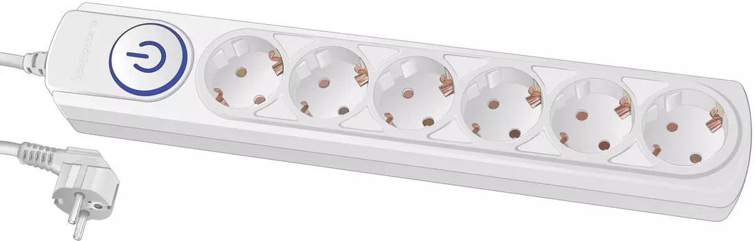 Сетевой фильтр Ippon BK-6-EU-5-10-W, 6-розеток, 5 м, белый (BK-6-EU-5-10-W)