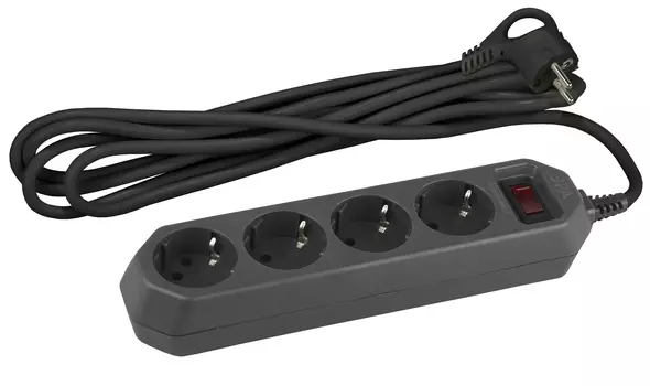 Сетевой фильтр ЭРА USF-M-4es-1.5м-B, 4-розетки, 1.5 м, черный (Б0019740)