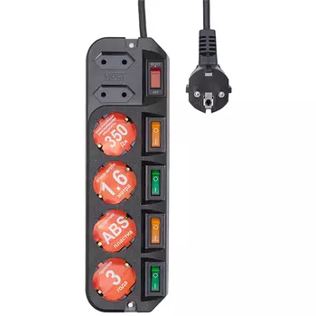 Сетевой фильтр Most Active ARG, 6-розеток, 1.6 м, черный (ARG-Ч 1,6)