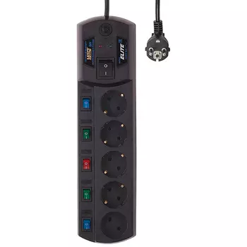 Сетевой фильтр Most Elite EHV, 5-розеток, 2 м, черный (EHV 2M ЧЕРН)