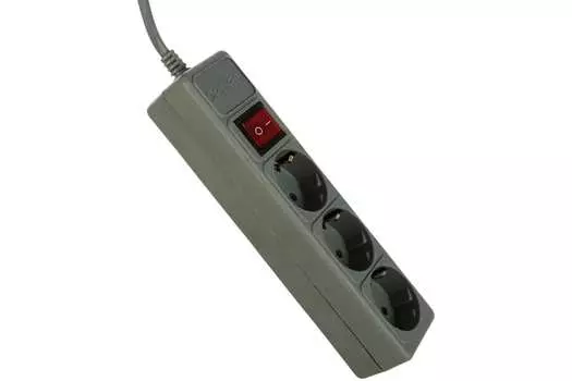 Сетевой фильтр Perfeo POWER+, 3-розетки, 3м, серый (30012498)