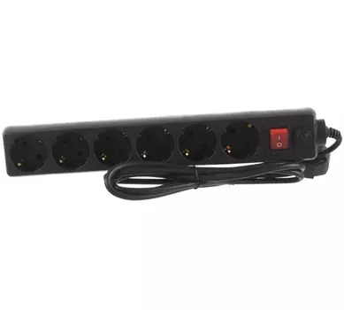 Сетевой фильтр Perfeo POWER+, 6-розеток, 1.8м, черный (30012501)