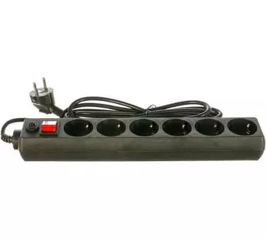Сетевой фильтр Perfeo POWER+, 6-розеток, 3м, черный (30012503)