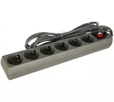 Сетевой фильтр Perfeo POWER+, 6-розеток, 3м, серый (30012504)