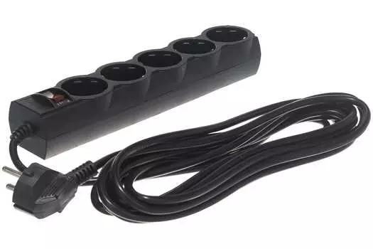 Сетевой фильтр Perfeo POWERX, 5-розеток, 5м, черный (30013682)