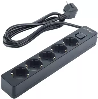 Сетевой фильтр Perfeo REAL STREAM, 5-розеток, 5 м, черный (PF_E1509)