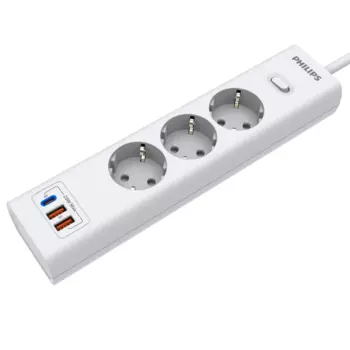 Сетевой фильтр PHILIPS, 3-розетки, 2xUSB, 1xUSB Type-C, 3 м, белый (CHP4336WB/51)
