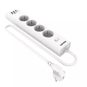 Сетевой фильтр PHILIPS, 4-розетки, 2xUSB, 1xUSB Type-C, 3 м, белый (CHP8246WB/51)