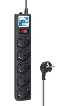 Сетевой фильтр PowerCube SPG5-С5, 5-розеток, 5 м, черный (SPG5-С5)