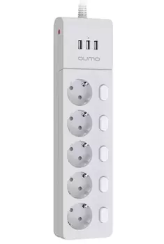 Сетевой фильтр Qumo Power Bar PRO 6SP4U (P-0006), 5-розеток, 3xUSB, 2 м, белый