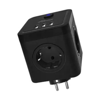 Сетевой фильтр Ritmix RM-043, 4-розетки, 3xUSB, черный