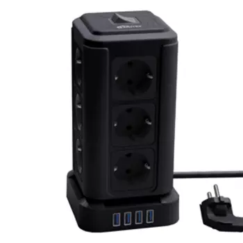 Сетевой фильтр Ritmix RM-2124, 12, 4xUSB, 2 м, черный