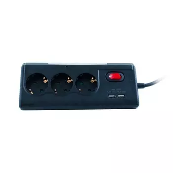 Сетевой фильтр Старт S 3x1 ZDV 2USB-- 12, 3-розетки, 2xUSB, 1.5 м, черный (00-00000045)