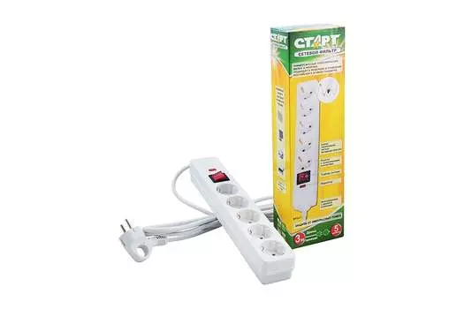 Сетевой фильтр Старт SP 5x3, 5-розеток, 3 м, белый (15643)